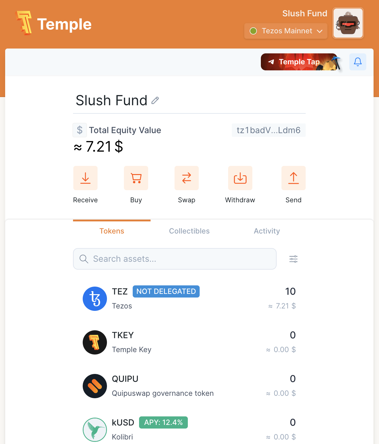 Temple Wallet Dialogue