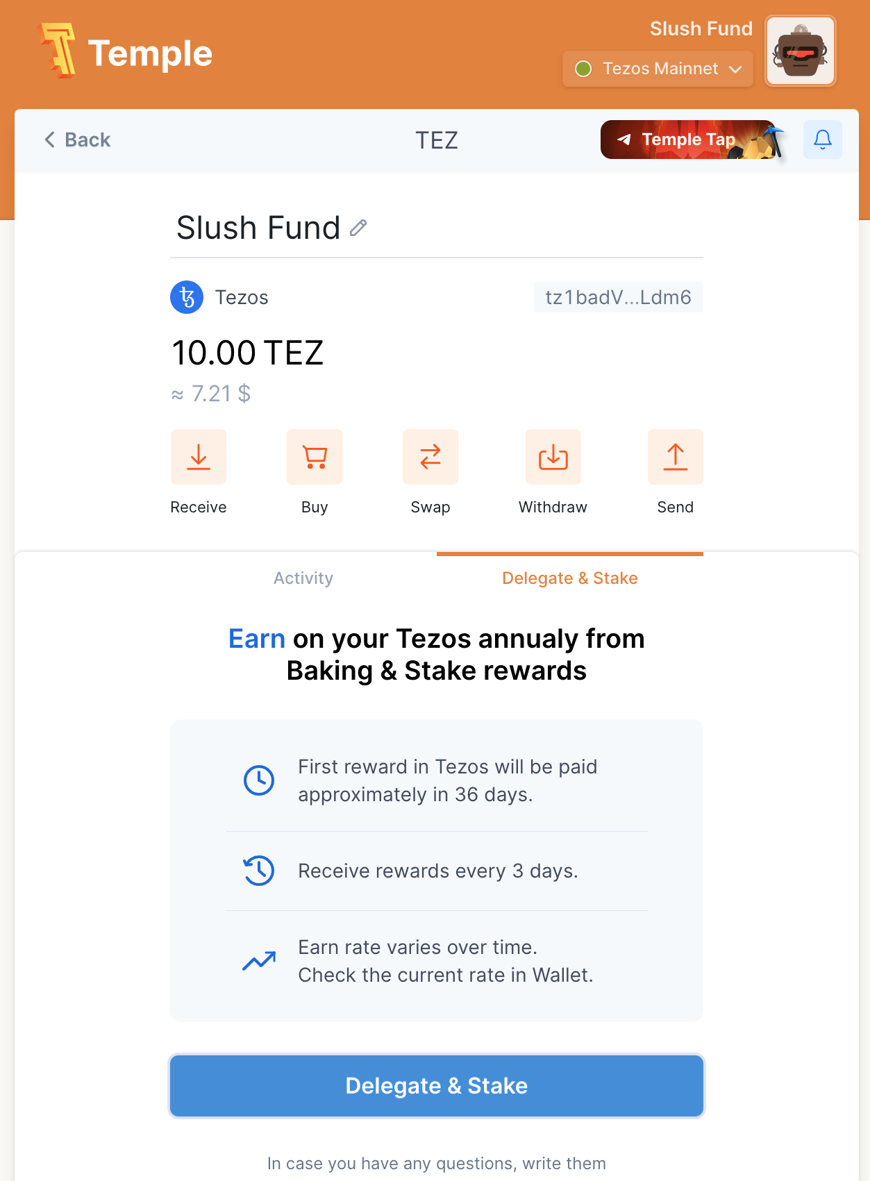 Temple Wallet Dialogue