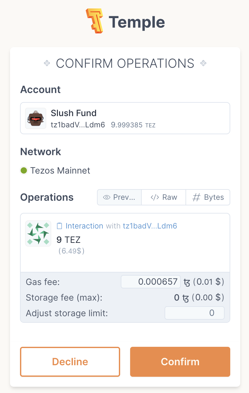 Temple Wallet Dialogue