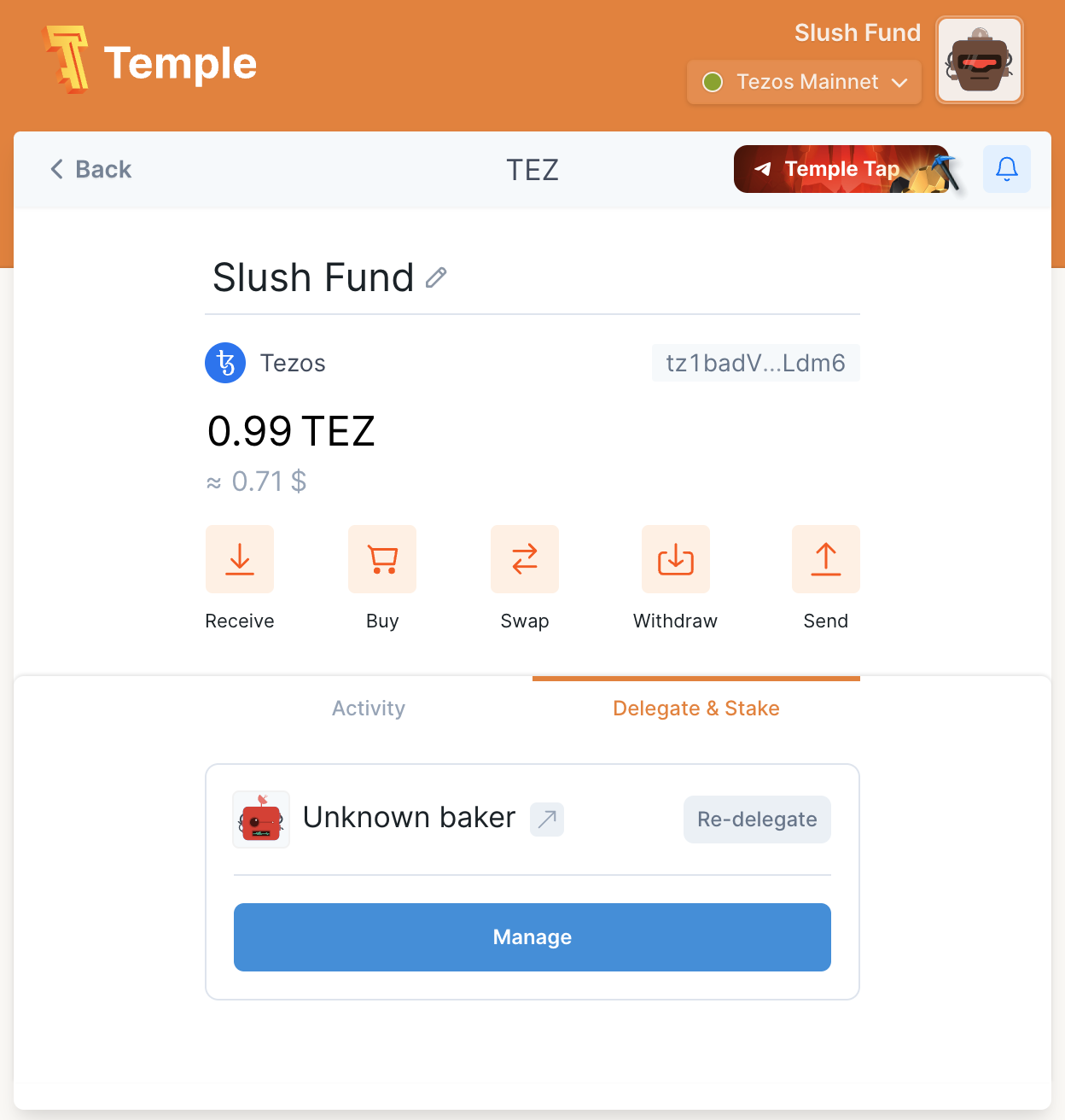 Temple Wallet Dialogue