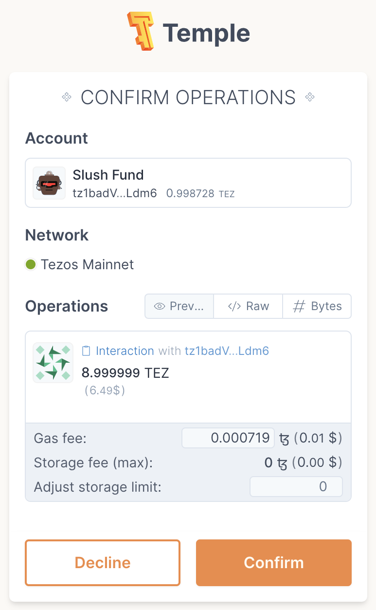 Temple Wallet Dialogue