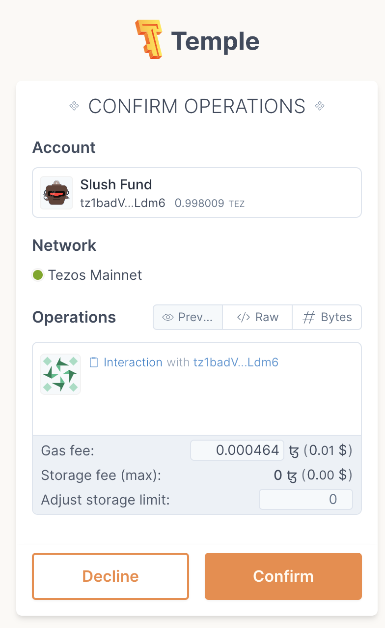 Temple Wallet Dialogue